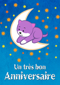 Joyeux anniversaire avec un chaton r&ecirc;veur